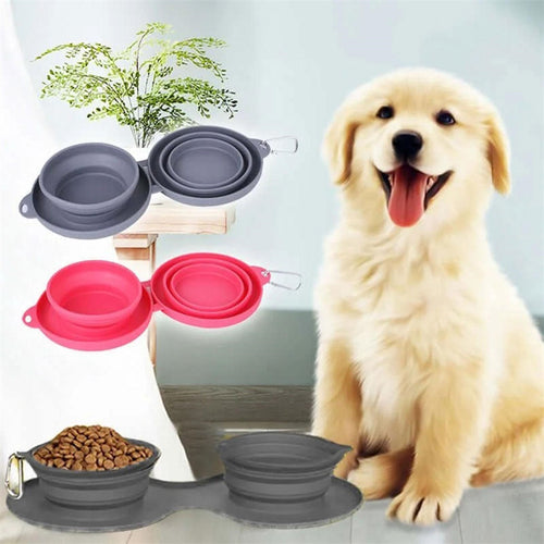 Gamelle Double Pliable pour Chien & Chat | Silicone Premium | Trovelo