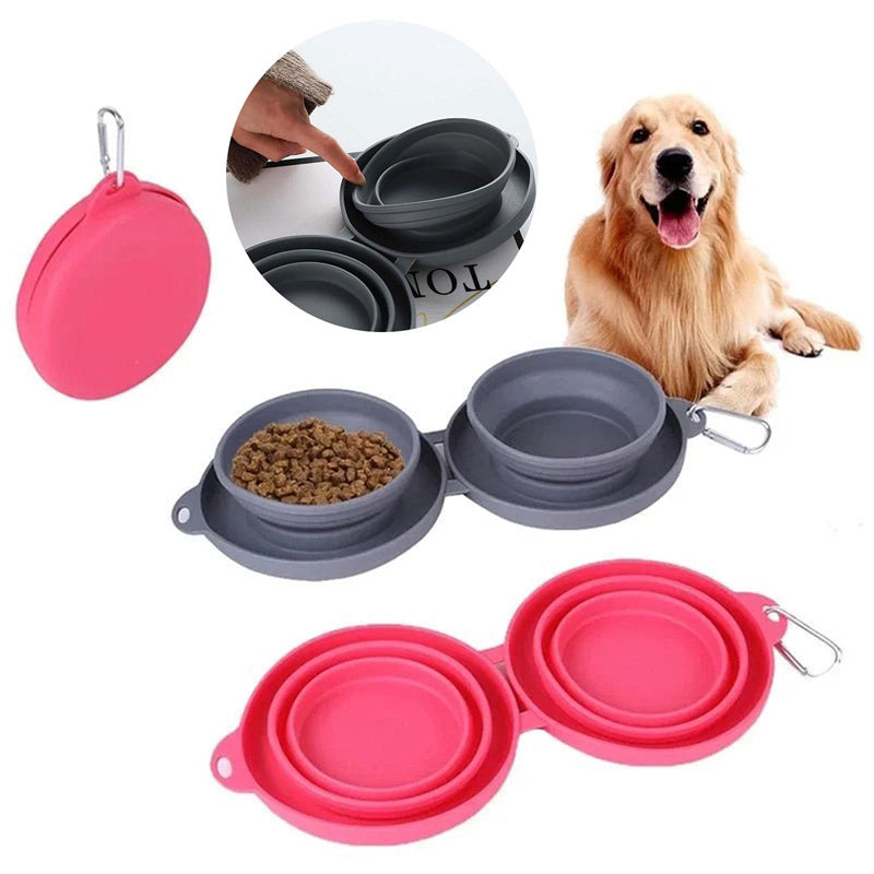 Gamelle Double Pliable pour Chien & Chat | Silicone Premium | Trovelo