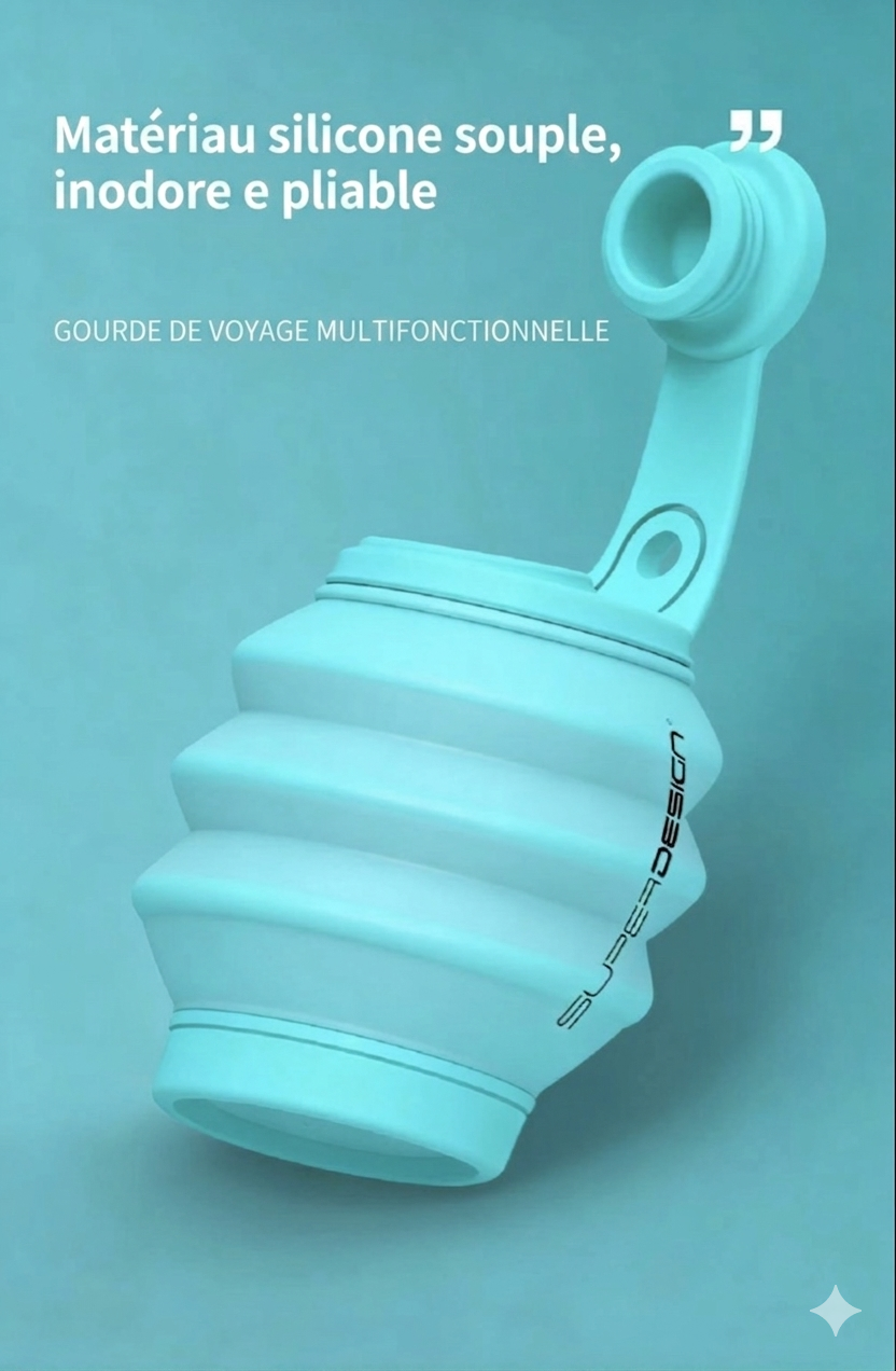 Gourde Portable 2-en-1 pour Chien – Inox & Silicone