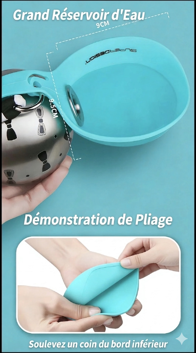 Gourde Portable 2-en-1 pour Chien – Inox & Silicone