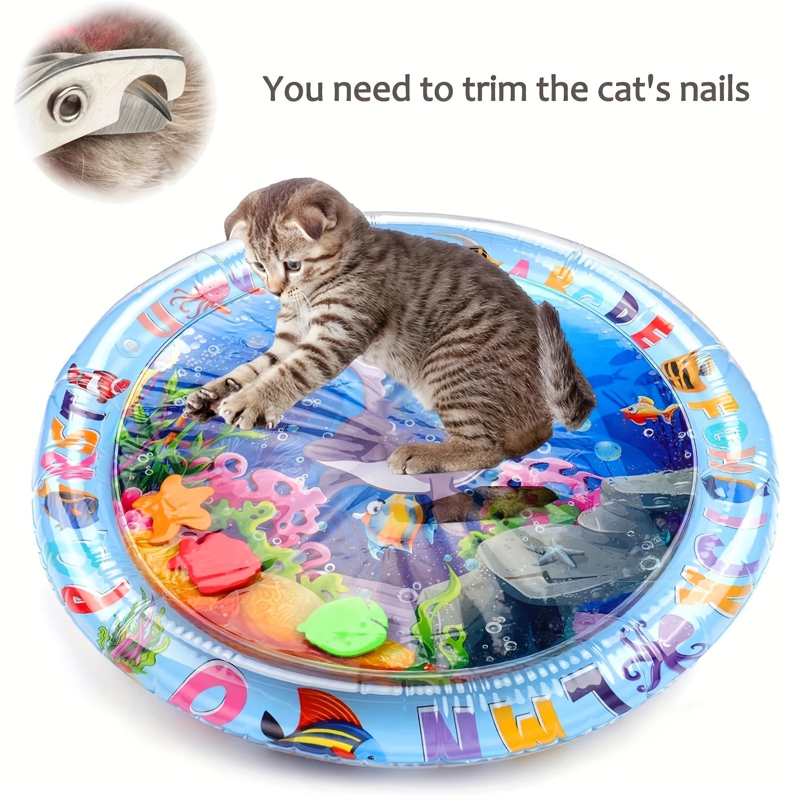 Tapis de Jeu Aquatique pour Chat – Gonflable, Thème Océan