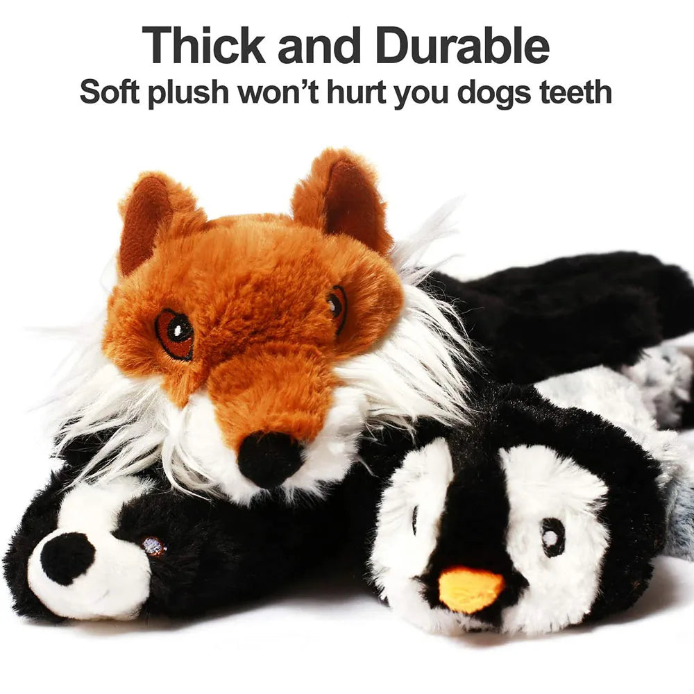 Jouet chien en peluche sans rembourrage avec couinement