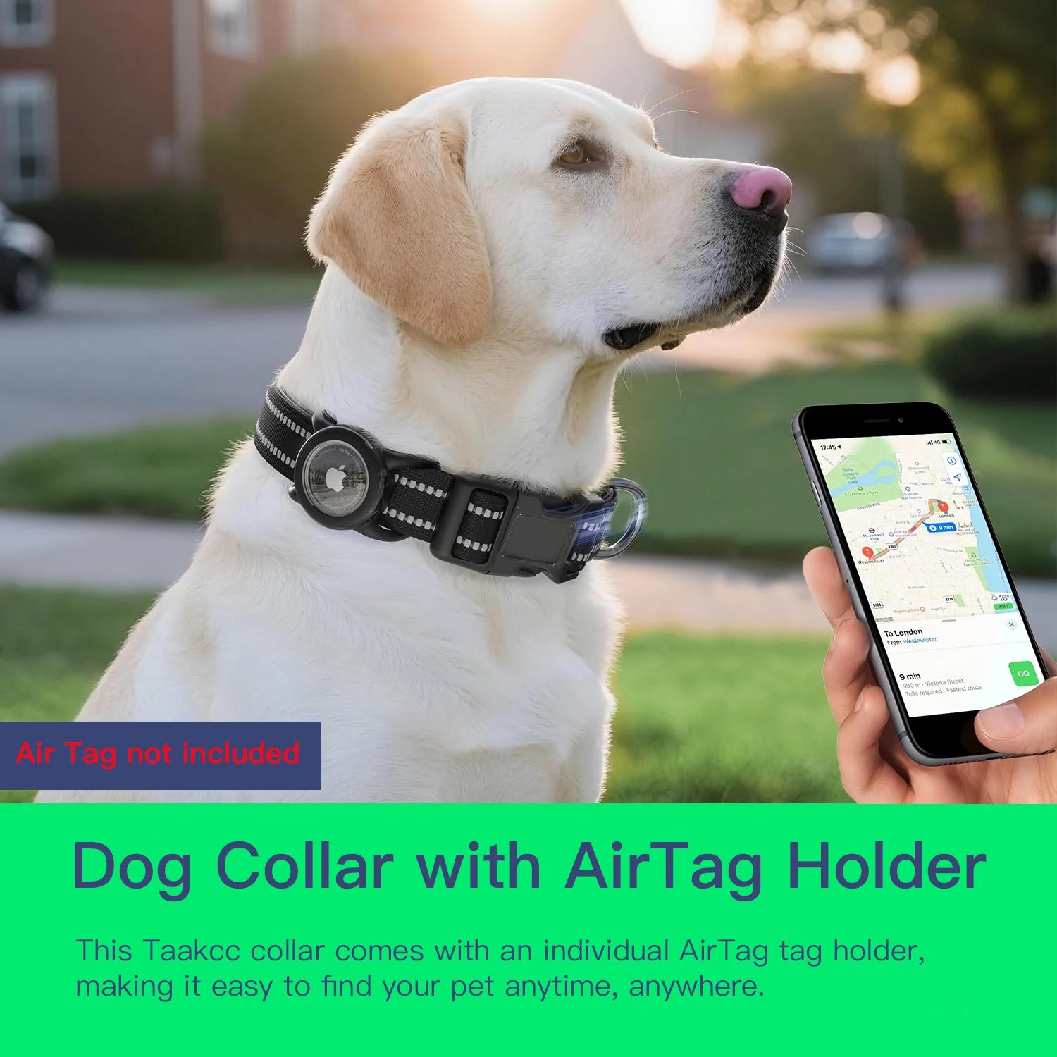 Collier pour Chien avec Support AirTag – Réfléchissant & Réglable