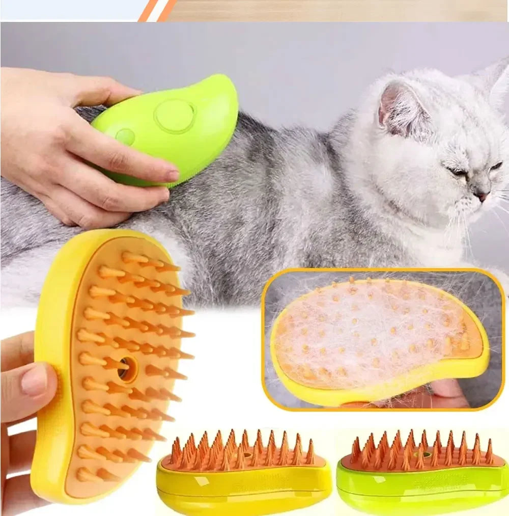 Brosse Vapeur 3-en-1 pour Chien et Chat – Massage & Toilettage