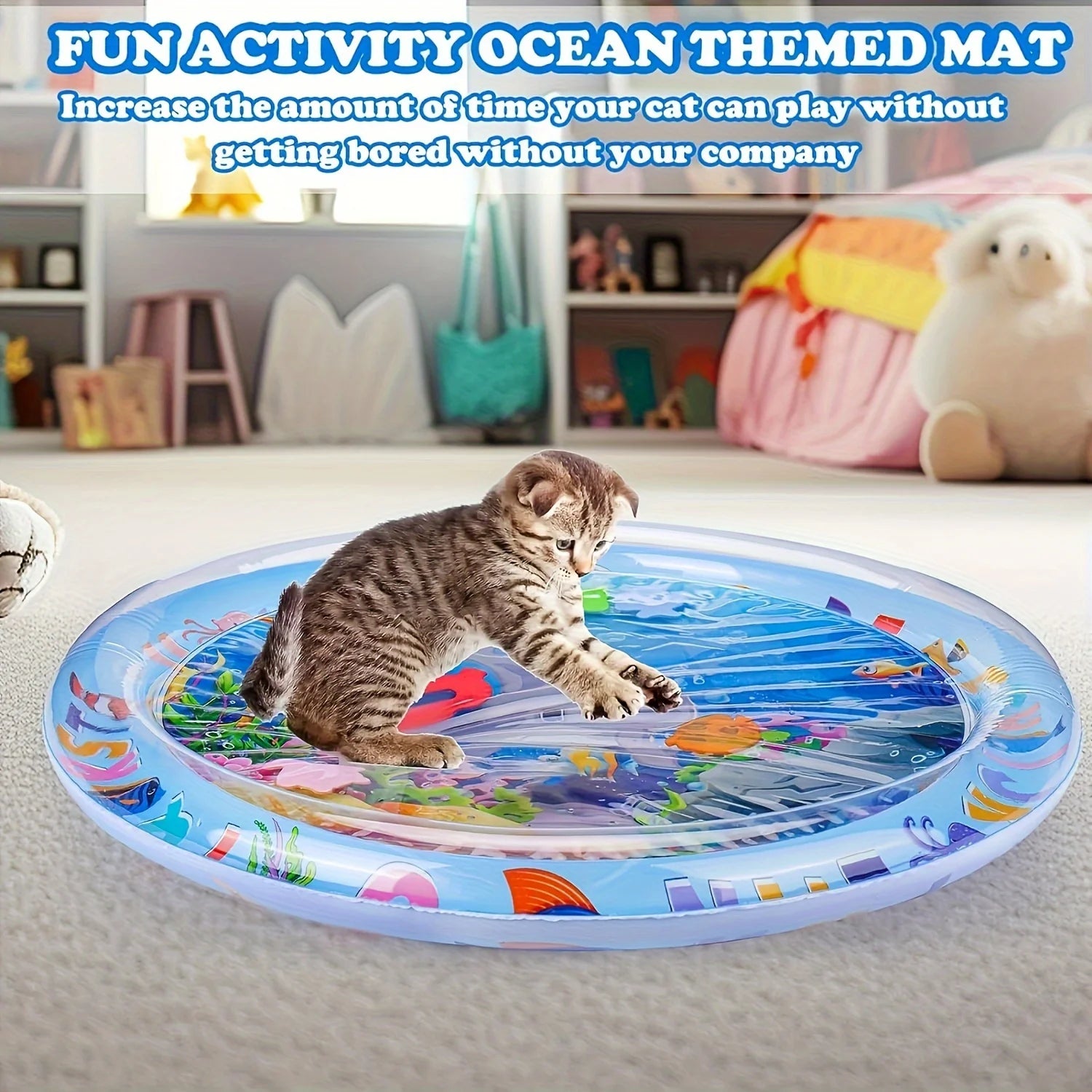 Tapis de Jeu Aquatique pour Chat – Gonflable, Thème Océan