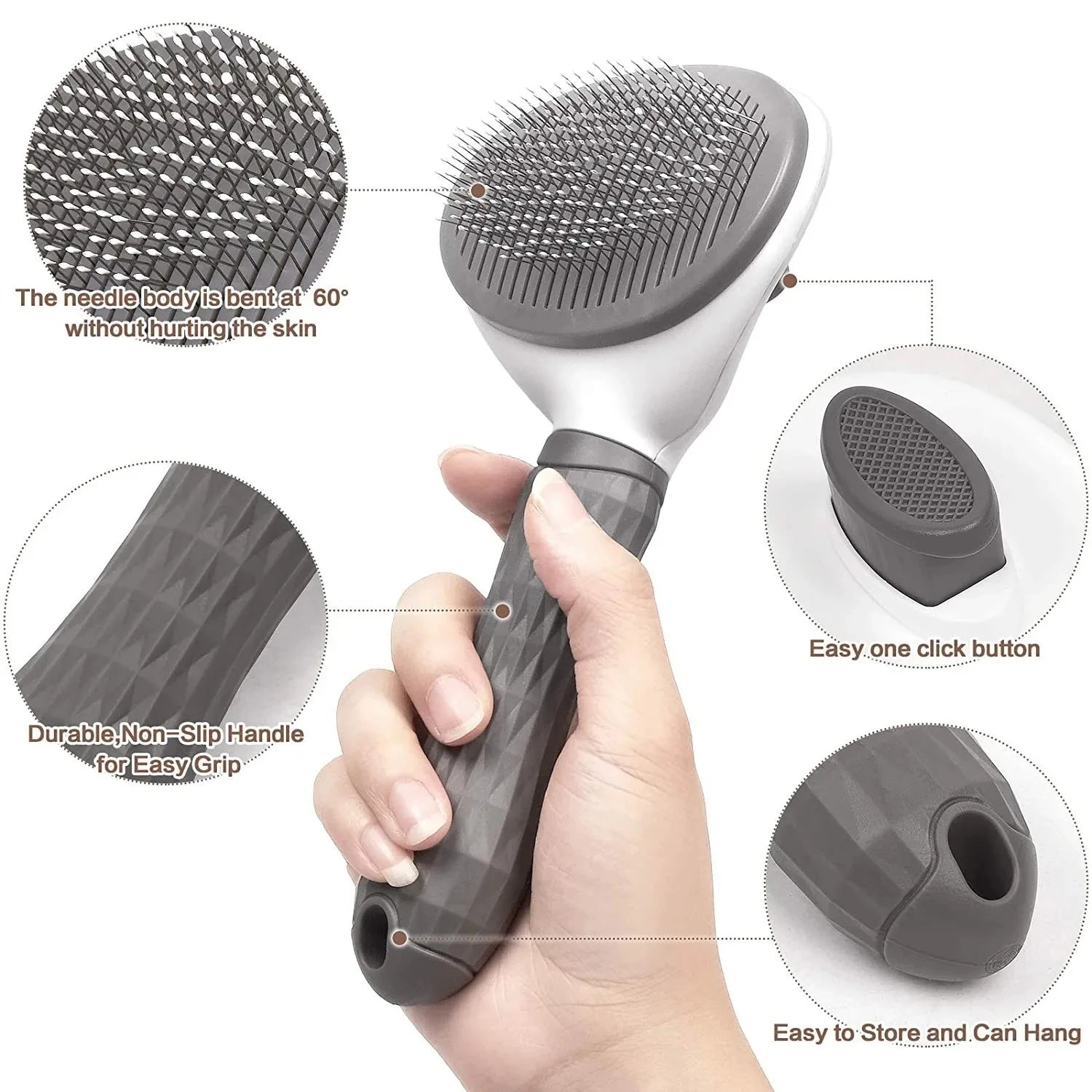 Brosse de Toilettage Auto-Nettoyante pour Chien et Chat