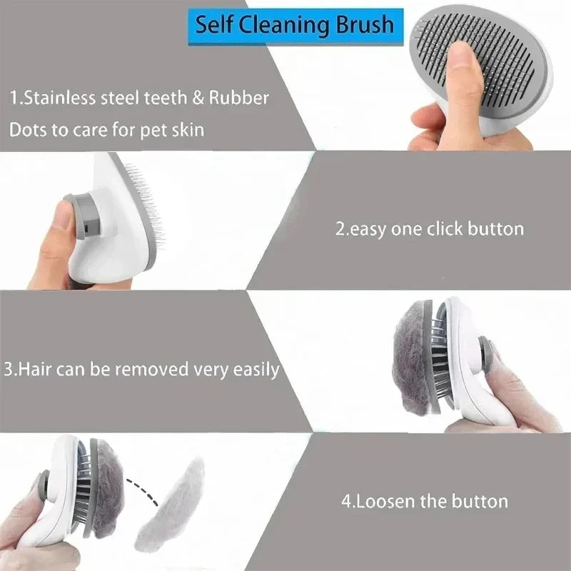 Brosse de Toilettage Auto-Nettoyante pour Chien et Chat