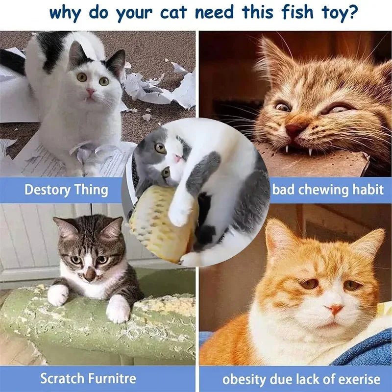 Jouet poisson en peluche à la cataire pour chat – Anti-ennui