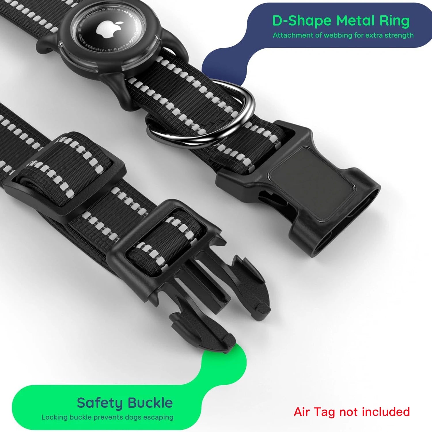 Collier pour Chien avec Support AirTag – Réfléchissant & Réglable