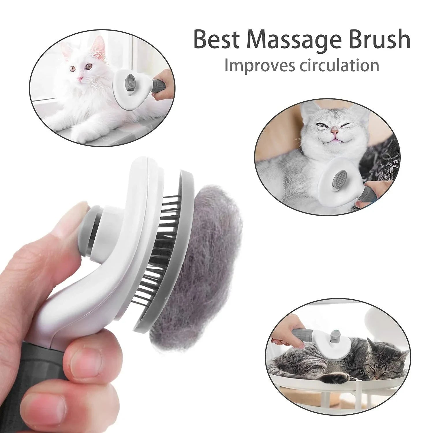 Brosse de Toilettage Auto-Nettoyante pour Chien et Chat
