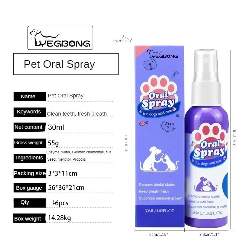Spray Dentaire pour Chien et Chat – Haleine Fraîche & Dents Blanches