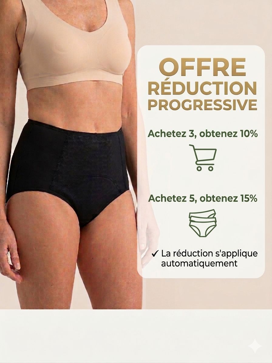 Culotte Absorbante Incontinence Urinaire & Menstruelle | Taille Haute Anti-Fuites - Pack Confort