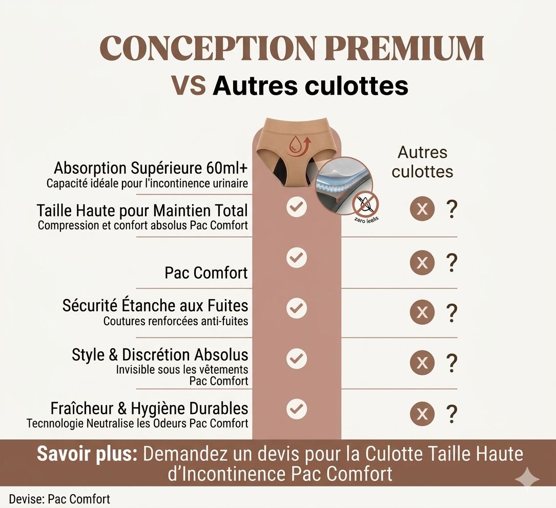 Culotte Absorbante Incontinence Urinaire & Menstruelle | Taille Haute Anti-Fuites - Pack Confort