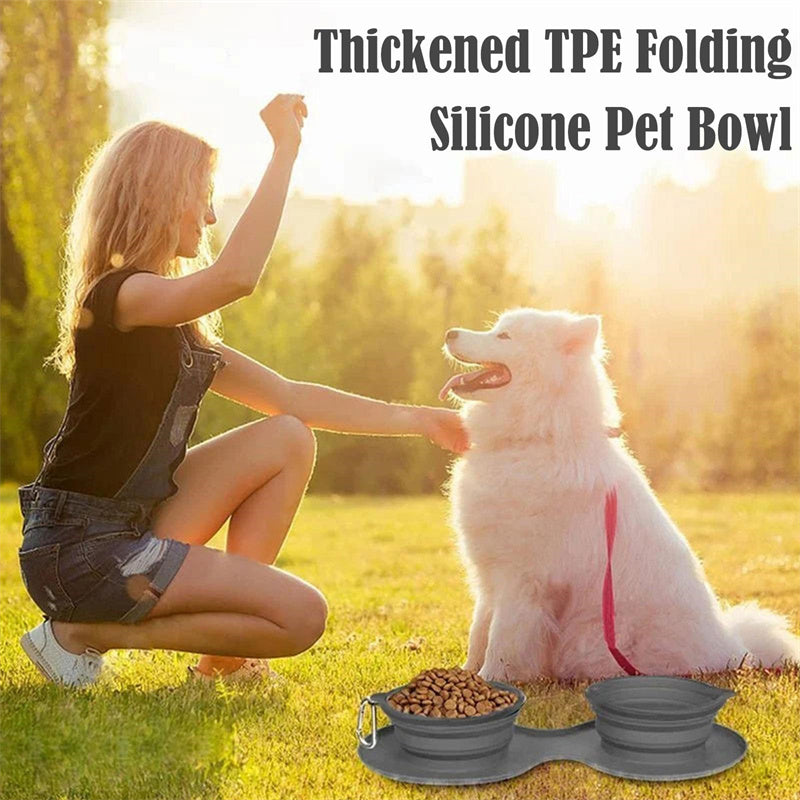 Gamelle Double Pliable pour Chien & Chat | Silicone Premium | Trovelo