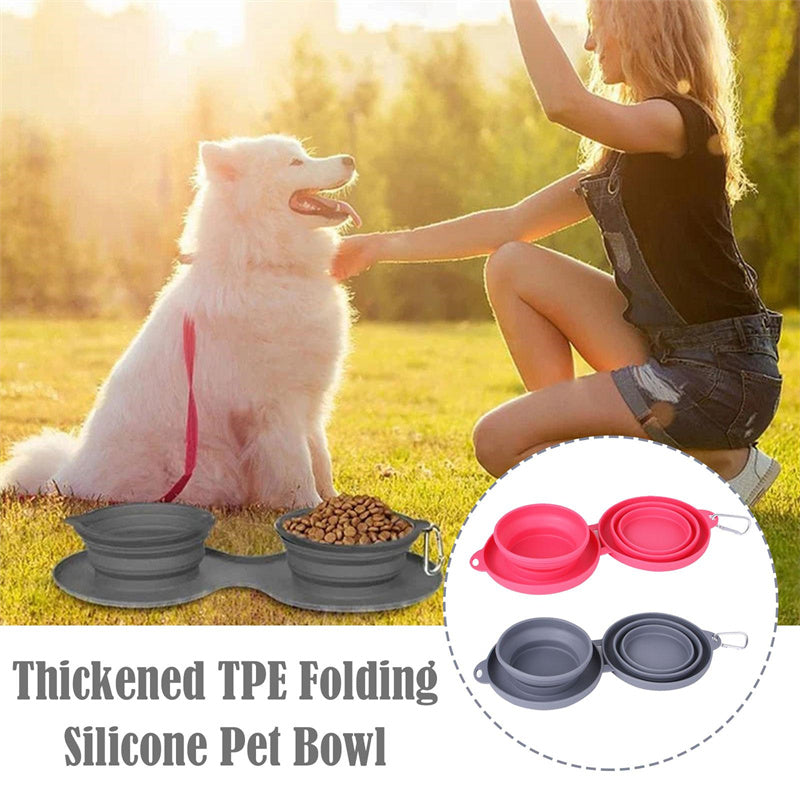 Gamelle Double Pliable pour Chien & Chat | Silicone Premium | Trovelo